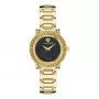 VERSACE V-Motif Moteriškas Šveicariškas Kvarcinis Laikrodis VE6I00523 35mm Juodas Ciferblatas Juoda Oda
