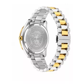 VERSACE V-Race vyriškas šveicariškas kvarcinis nerūdijančio plieno laikrodis 42mm juodu ciferblatu VE8E00424