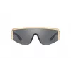 VERSACE VE2197-10006G Unisex akiniai nuo saulės, juodas rėmelis, pilki veidrodiniai lęšiai, pilot formos, 140 mm