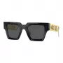 VERSACE VE4431F-GB187 Moteriški katės akies formos akiniai nuo saulės - juodas acetato rėmelis, pilki poliamidiniai lęšiai, UV400 apsauga, 50/22/145 mm