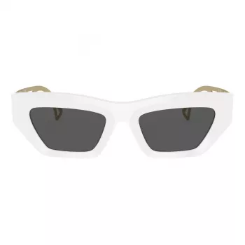 VERSACE VE4432U40187 Moteriški katės akies akiniai nuo saulės - Juodas acetato rėmelis, pilki polikarbonatiniai lęšiai, UV400 apsauga