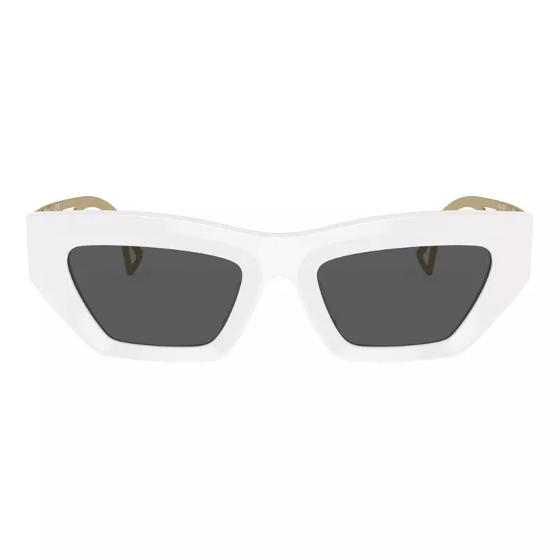 VERSACE VE4432U40187 Moteriški katės akies akiniai nuo saulės - Juodas acetato rėmelis, pilki polikarbonatiniai lęšiai, UV400 apsauga