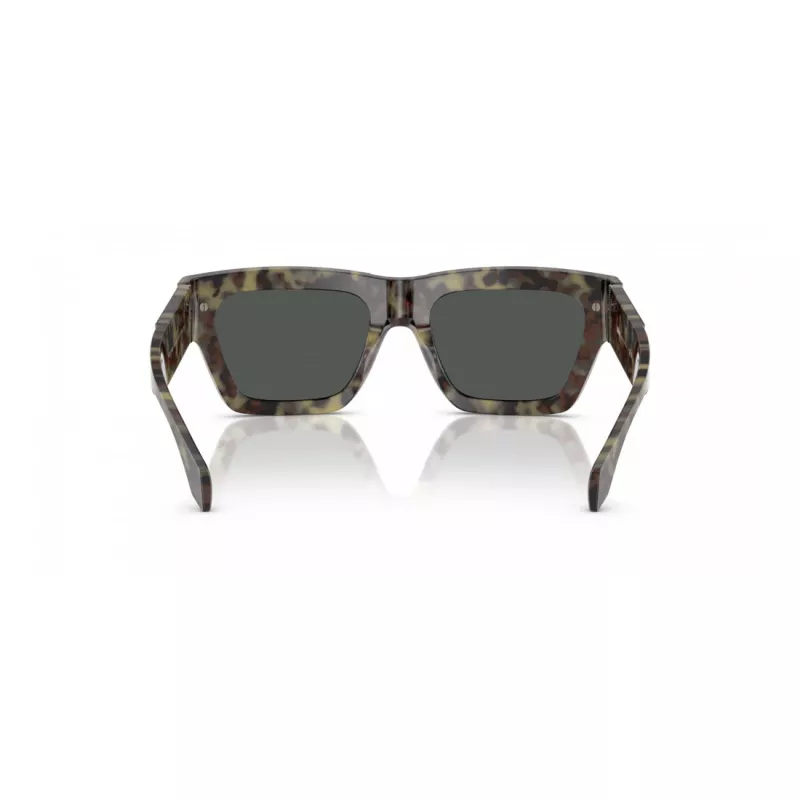 VERSACE VE4464-545687 Vyriški stačiakampiai akiniai nuo saulės, permatomas pilkas rėmelis, tamsiai pilki lęšiai, 52 mm