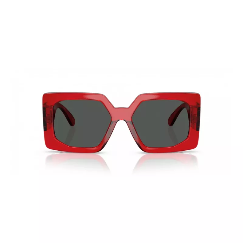 VERSACE VE4478U550087 Moteriški akiniai nuo saulės - Juodas acetatinis rėmelis, pilki polikarbonatiniai lęšiai, 55 mm lęšio plotis, 100% UV400 apsauga