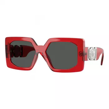 VERSACE VE4478U550087 Moteriški akiniai nuo saulės - Juodas acetatinis rėmelis, pilki polikarbonatiniai lęšiai, 55 mm lęšio plotis, 100% UV400 apsauga