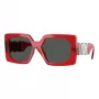 VERSACE VE4478U550087 Moteriški akiniai nuo saulės - Juodas acetatinis rėmelis, pilki polikarbonatiniai lęšiai, 55 mm lęšio plotis, 100% UV400 apsauga