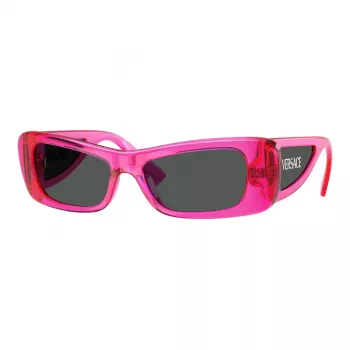 VERSACE VE4481-543487 Moteriški katės akies formos akiniai nuo saulės - Juodas acetatinis rėmelis, tamsiai pilki polikarbonatiniai lęšiai, 54 mm