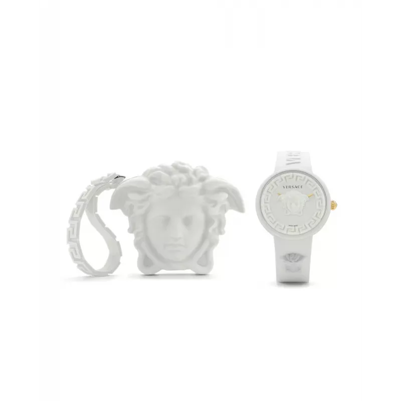 Versace moteriškas VE6G00123 šveicariškas kvarcinis 39 mm nerūdijančio plieno laikrodis su juodu odiniu dirželiu ir sidabriniu ciferblatu