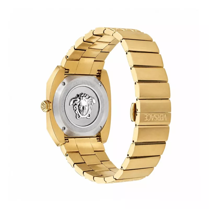 VERSACE moteriškas laikrodis VE8F00424, kvarcinis, 44 mm, juodas ciferblatas, odinis dirželis