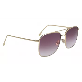 Victoria Beckham VB202S-712 Moteriški dideli kvadratiniai akiniai nuo saulės, auksinis metalinis rėmelis, rudi gradientiniai lęšiai, 59 mm