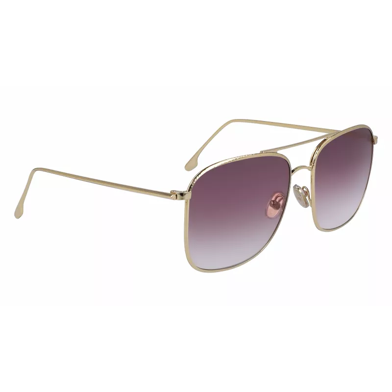 Victoria Beckham VB202S-712 Moteriški dideli kvadratiniai akiniai nuo saulės, auksinis metalinis rėmelis, rudi gradientiniai lęšiai, 59 mm