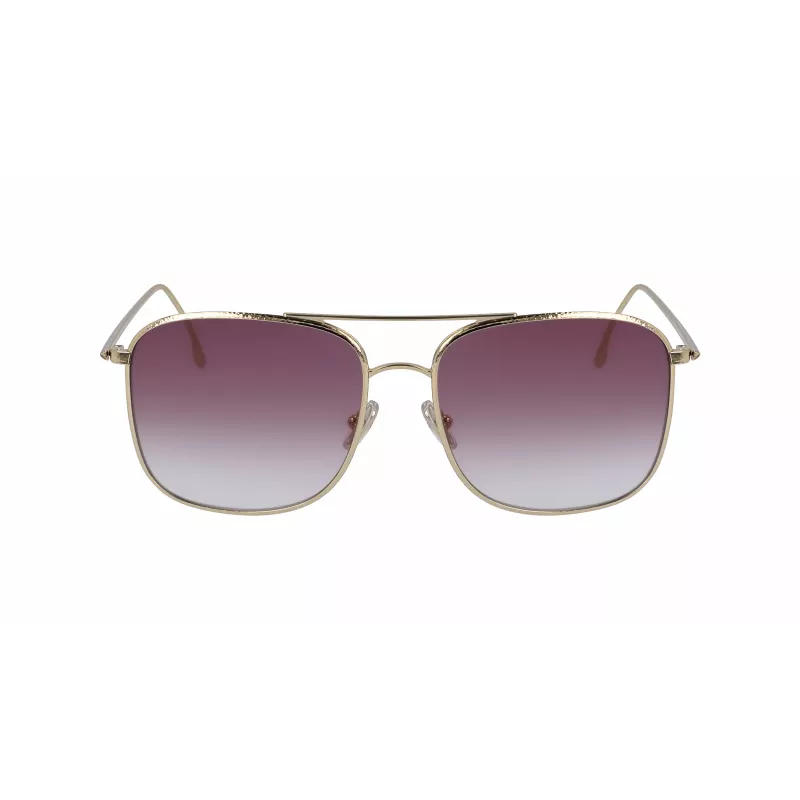 Victoria Beckham VB202S-712 Moteriški dideli kvadratiniai akiniai nuo saulės, auksinis metalinis rėmelis, rudi gradientiniai lęšiai, 59 mm