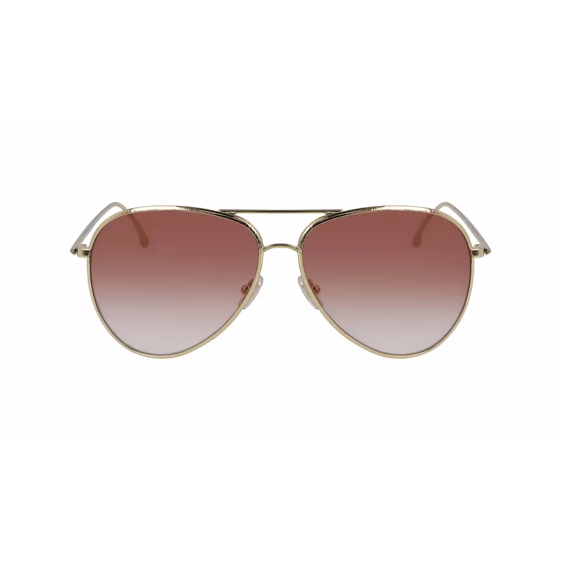 Victoria Beckham VB203S-712 moteriški akiniai nuo saulės, auksinis rėmelis, rudi gradientiniai lęšiai, 62 mm