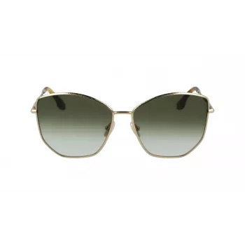 Victoria Beckham VB225S-700 moteriški akiniai nuo saulės, auksinis metalinis rėmas, rudi gradientiniai stiklai, pilotiniai
