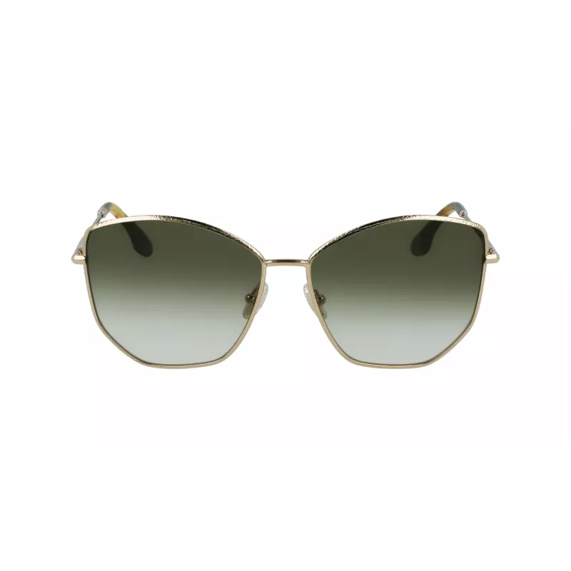 Victoria Beckham VB225S-700 moteriški akiniai nuo saulės, auksinis metalinis rėmas, rudi gradientiniai stiklai, pilotiniai