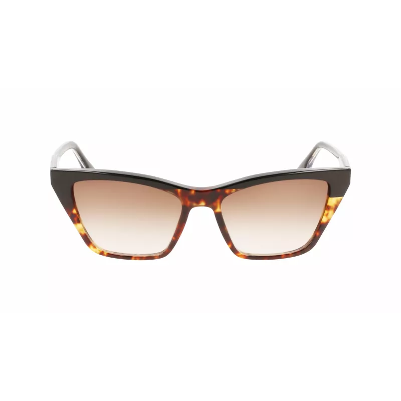 Victoria Beckham VB638S-005 moteriški kvadratiniai acetatiniai akiniai nuo saulės - juodas rėmelis, pilki gradientiniai lęšiai 55/17/140 mm