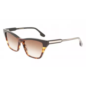 Victoria Beckham VB638S-005 moteriški kvadratiniai acetatiniai akiniai nuo saulės - juodas rėmelis, pilki gradientiniai lęšiai 55/17/140 mm