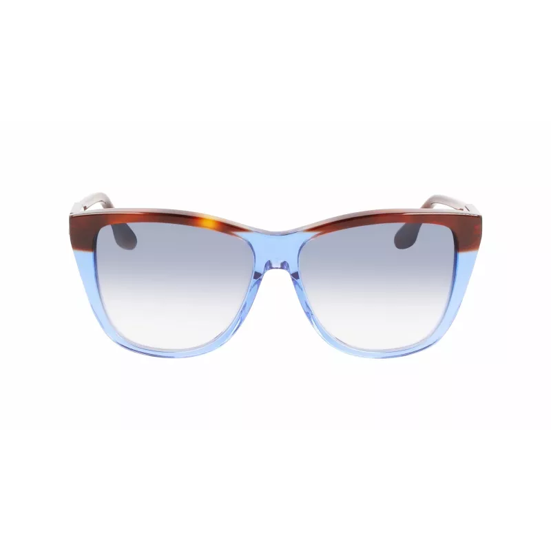Victoria Beckham VB639S-418 Moteriški dideli kvadratiniai akiniai nuo saulės – tamsiai mėlynas acetatinis rėmelis su pilkais gradientiniais lęšiais
