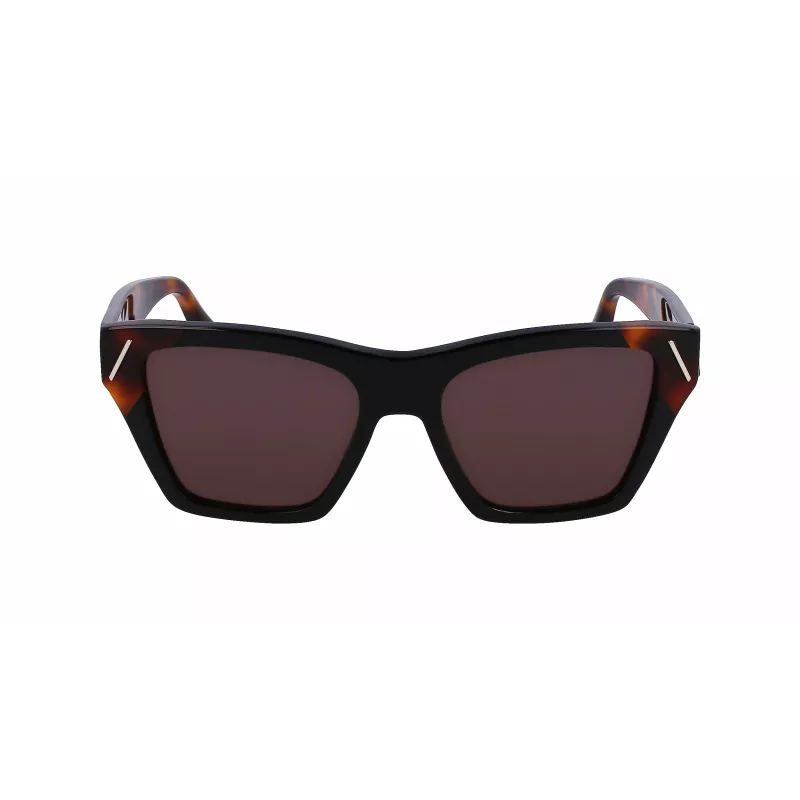 Victoria Beckham VB646S-001 Moteriški kvadratiniai akiniai nuo saulės - Juodas acetatinis rėmelis su pilkais polikarbonatiniais lęšiais - 55/18/145 mm
