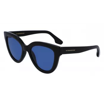 Victoria Beckham VB649S-001 moteriški akiniai nuo saulės - juodas acetatinis rėmelis, pilki polikarbonatiniai lęšiai, 52 mm