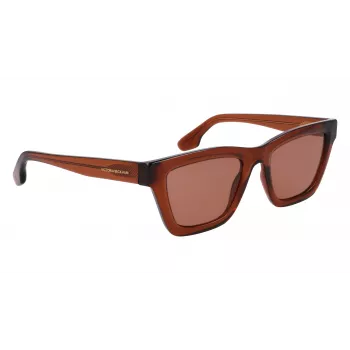 Victoria Beckham VB656S-203 moteriški akiniai nuo saulės - rudas havana acetato rėmelis su rudais gradientiniais lęšiais - 52 mm