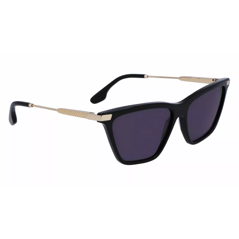 Victoria Beckham VB663S-001 Moteriški akiniai nuo saulės - Juodas acetatinis rėmelis, pilki polikarbonatiniai lęšiai, 57/15/140 mm