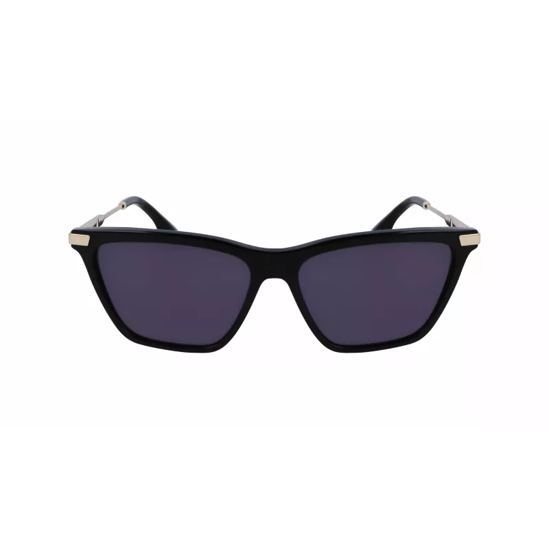 Victoria Beckham VB663S-001 Moteriški akiniai nuo saulės - Juodas acetatinis rėmelis, pilki polikarbonatiniai lęšiai, 57/15/140 mm