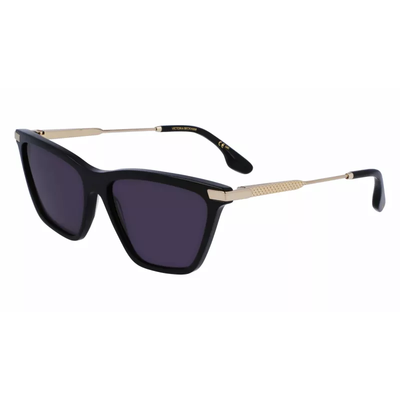 Victoria Beckham VB663S-001 Moteriški akiniai nuo saulės - Juodas acetatinis rėmelis, pilki polikarbonatiniai lęšiai, 57/15/140 mm