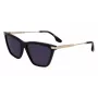 Victoria Beckham VB663S-001 Moteriški akiniai nuo saulės - Juodas acetatinis rėmelis, pilki polikarbonatiniai lęšiai, 57/15/140 mm