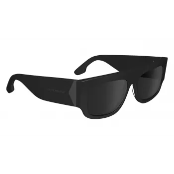 Victoria Beckham VB666S5516001 Moteriški kvadratiniai akiniai nuo saulės - Juodas acetatinis rėmelis, juodi polikarbonatiniai lęšiai, 55/16/145 mm