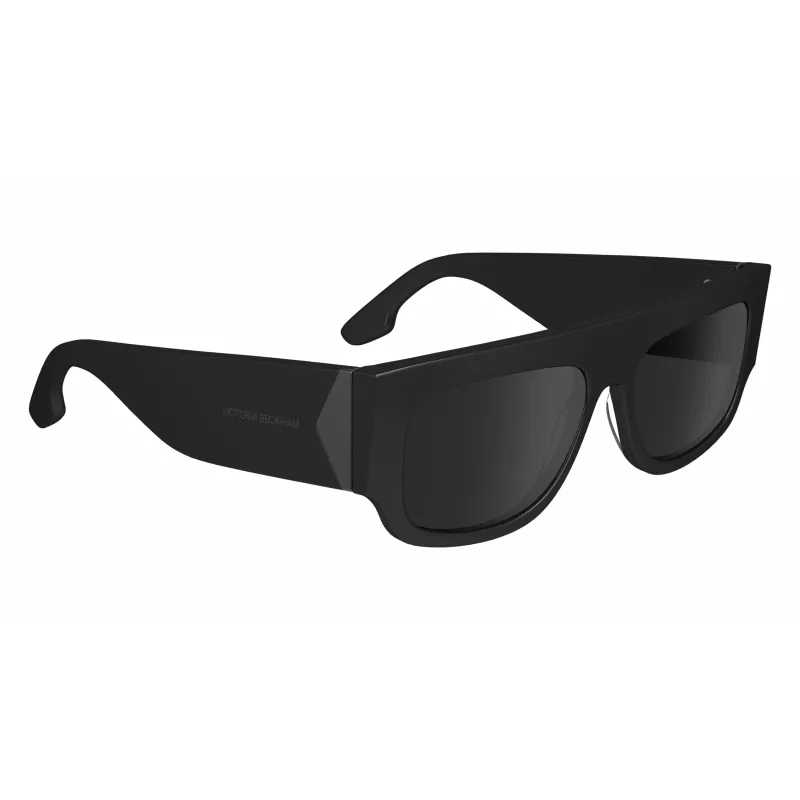 Victoria Beckham VB666S5516001 Moteriški kvadratiniai akiniai nuo saulės - Juodas acetatinis rėmelis, juodi polikarbonatiniai lęšiai, 55/16/145 mm