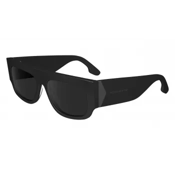 Victoria Beckham VB666S5516001 Moteriški kvadratiniai akiniai nuo saulės - Juodas acetatinis rėmelis, juodi polikarbonatiniai lęšiai, 55/16/145 mm
