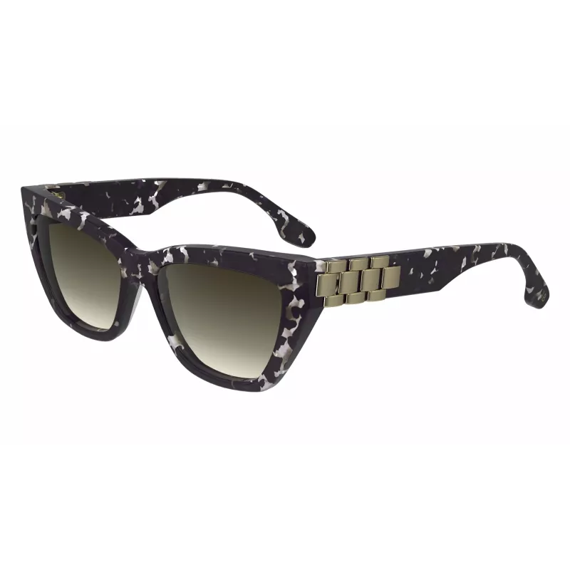 Victoria Beckham VB668S5516010 Moteriški kvadratiniai akiniai nuo saulės - Juodas acetatinis rėmelis, pilki CR-39 lęšiai, 55 mm