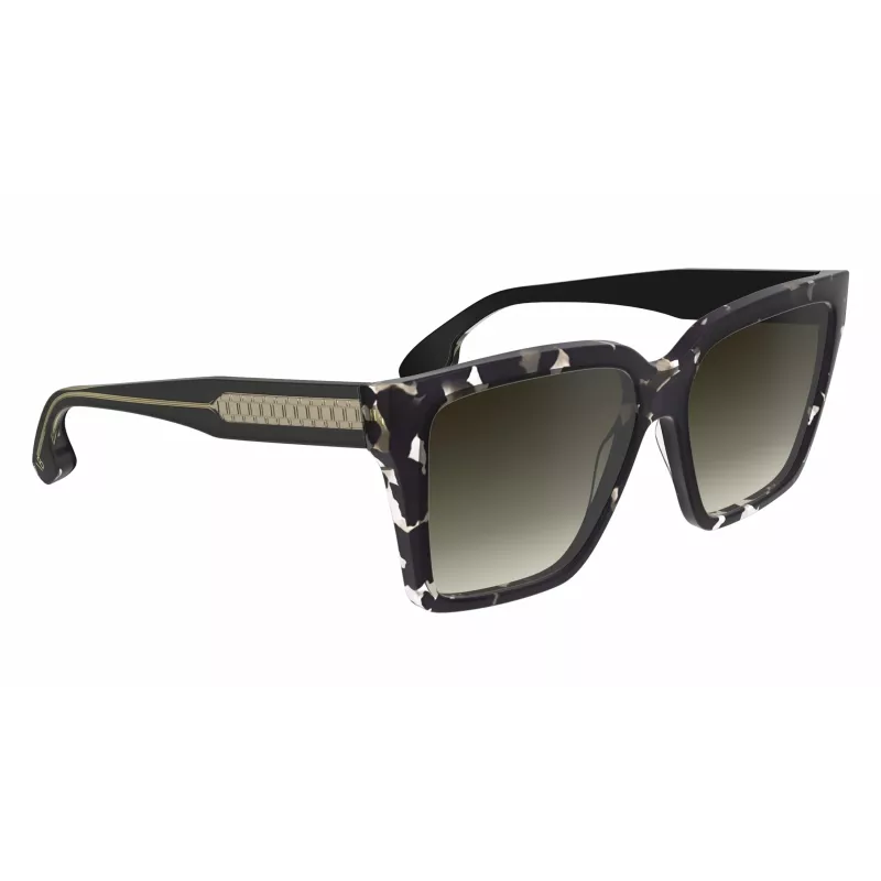 Victoria Beckham VB672S5715010 Moteriški dideli kvadratiniai akiniai nuo saulės - juodas acetato rėmelis, pilki polikarbonatiniai lęšiai, 57/15/140 mm