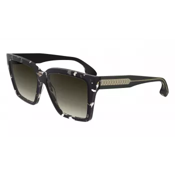 Victoria Beckham VB672S5715010 Moteriški dideli kvadratiniai akiniai nuo saulės - juodas acetato rėmelis, pilki polikarbonatiniai lęšiai, 57/15/140 mm