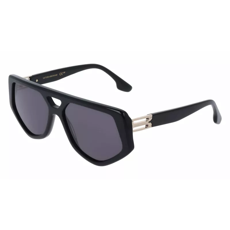Victoria Beckham VB681S5815001 Moteriški kvadratiniai akiniai nuo saulės, juodas acetatinis rėmelis, pilki lęšiai, 58 mm