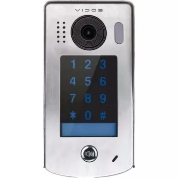 VIDOS DUO S1301D Vartų stotelė - 2 laidų lauko vaizdo domofonas su 2,0 MP kamera, 170° plačiakampiu objektyvu, IR naktiniu matymu, nerūdijančiu plienu, sidabrinė