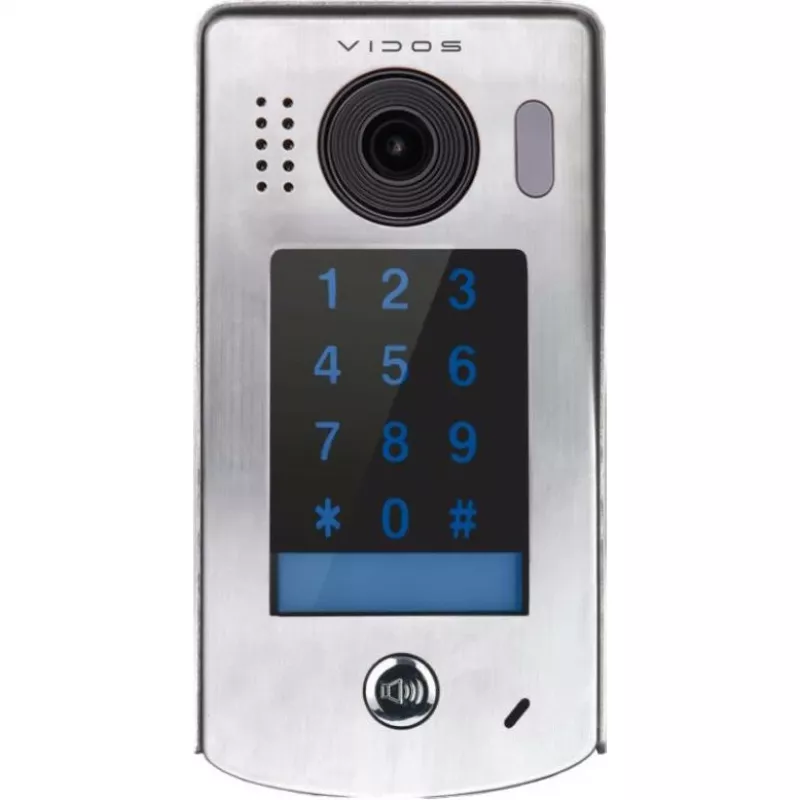VIDOS DUO S1301D Vartų stotelė - 2 laidų lauko vaizdo domofonas su 2,0 MP kamera, 170° plačiakampiu objektyvu, IR naktiniu matymu, nerūdijančiu plienu, sidabrinė
