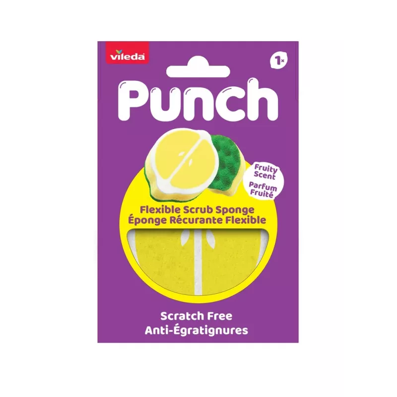Vileda Punch lanksti kempinė šveitiklis, citrininė, 1 vnt.
