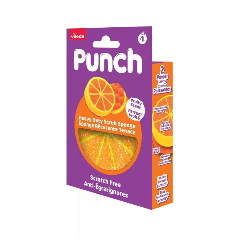 Vileda Punch Strong oranžinė šveitimo kempinė, 1 vnt.