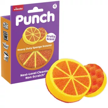 Vileda Punch Strong oranžinė šveitimo kempinė, 1 vnt.