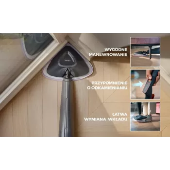 Vileda Steam Plus Pro garų šluota - 1550W, 400ml talpa, 2 mikropluošto pagalvėlės, kilimų antgalis