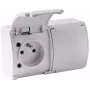 VIPLAST KOALA 162-01 Dvigubas paviršinis lizdas su įžeminimu ir dangteliu, E tipas 16A 250V, IP44 baltas