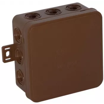 VIPLAST V6 Click paviršinė jungiamoji dėžutė, 12 kabelių įvadų, IP54, ruda, 85x85x41 mm, tuščias korpusas (036-02)