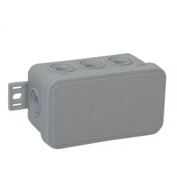 VIPLAST V8 Klik paviršinio montavimo tuščia jungiamoji dėžutė, 8 kabelių įvadai, pilka, IP54, 80x45x41mm, 038-03