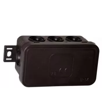 VIPLAST V8 paviršinio montavimo jungčių dėžutė, 8 įvadai, IP54, juoda, 80x45x41mm