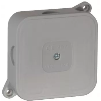 VIPLAST VP-2 paviršinio montavimo jungčių dėžutė, tuščia, 4 kabelių įvadai, IP44, pilka, 85x85x35mm