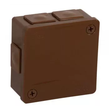 VIPLAST VP-22 Paviršinio montavimo tuščia jungiamųjų dėžutė, 6 kabelių įvadai, ruda, IP55, 86x86x40mm
