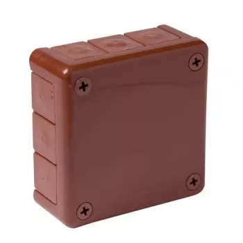 VIPLAST VP-41 paviršinio montavimo tuščia jungiamoji dėžutė, 12 kabelių įvadų, ruda, IP55, 98x98x42 mm