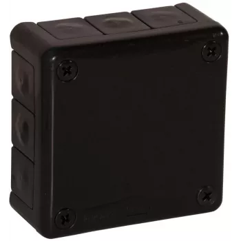 VIPLAST VP-41 paviršinio montavimo tuščia jungčių dėžutė su 12 kabelių įvadų, juoda, IP55, 98x98x42mm